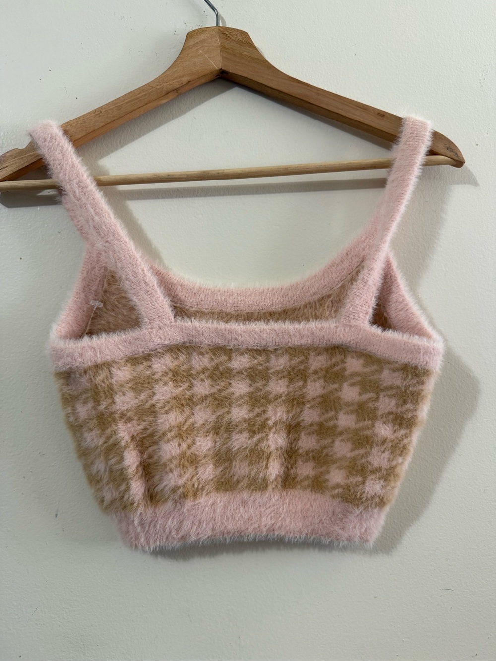 For Love & Lemons Pink and Tan Fuzzy Knit Tank - Picture 3 of 3